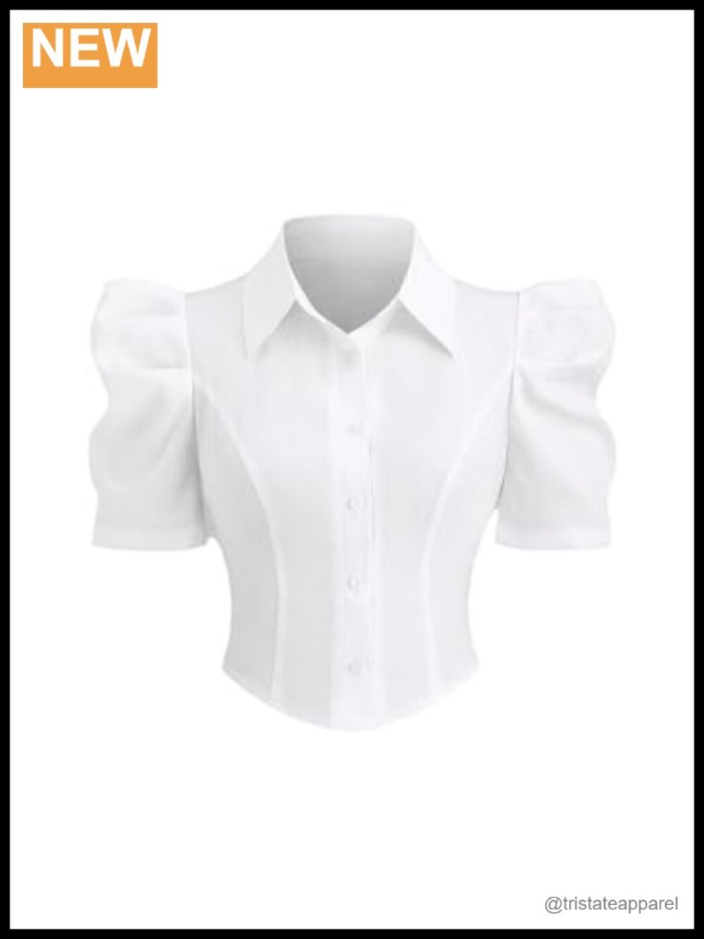 Elegant Puff Sleeve Corset Blouse Button Down Collar Neck Shirt Women